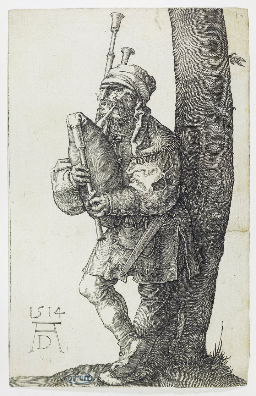 Grający na dudach (Bartsch 91) autorstwa Albrecht Dürer
