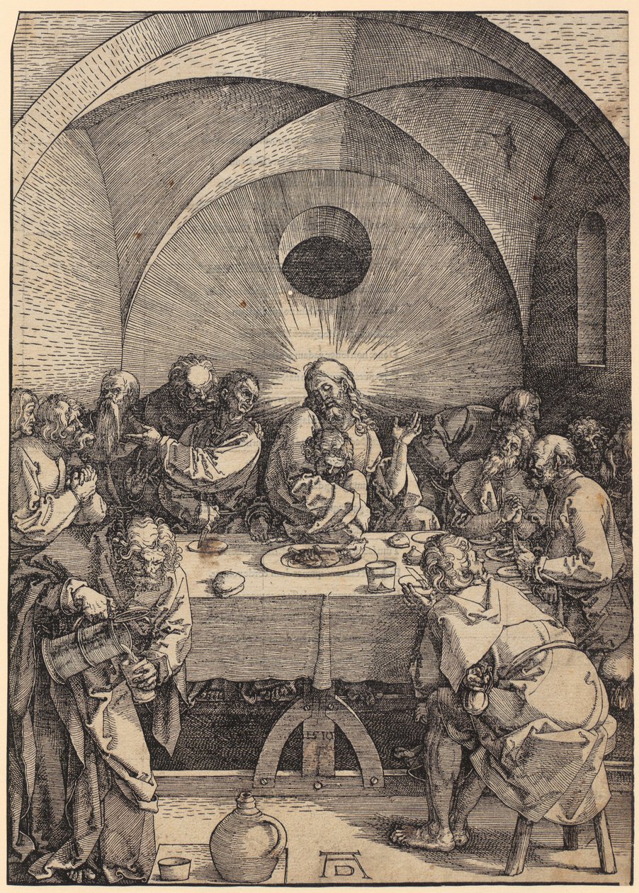 Ostatnia Wieczerza, arkusz 2 z cyklu „Wielka Pasja” autorstwa Albrecht Dürer