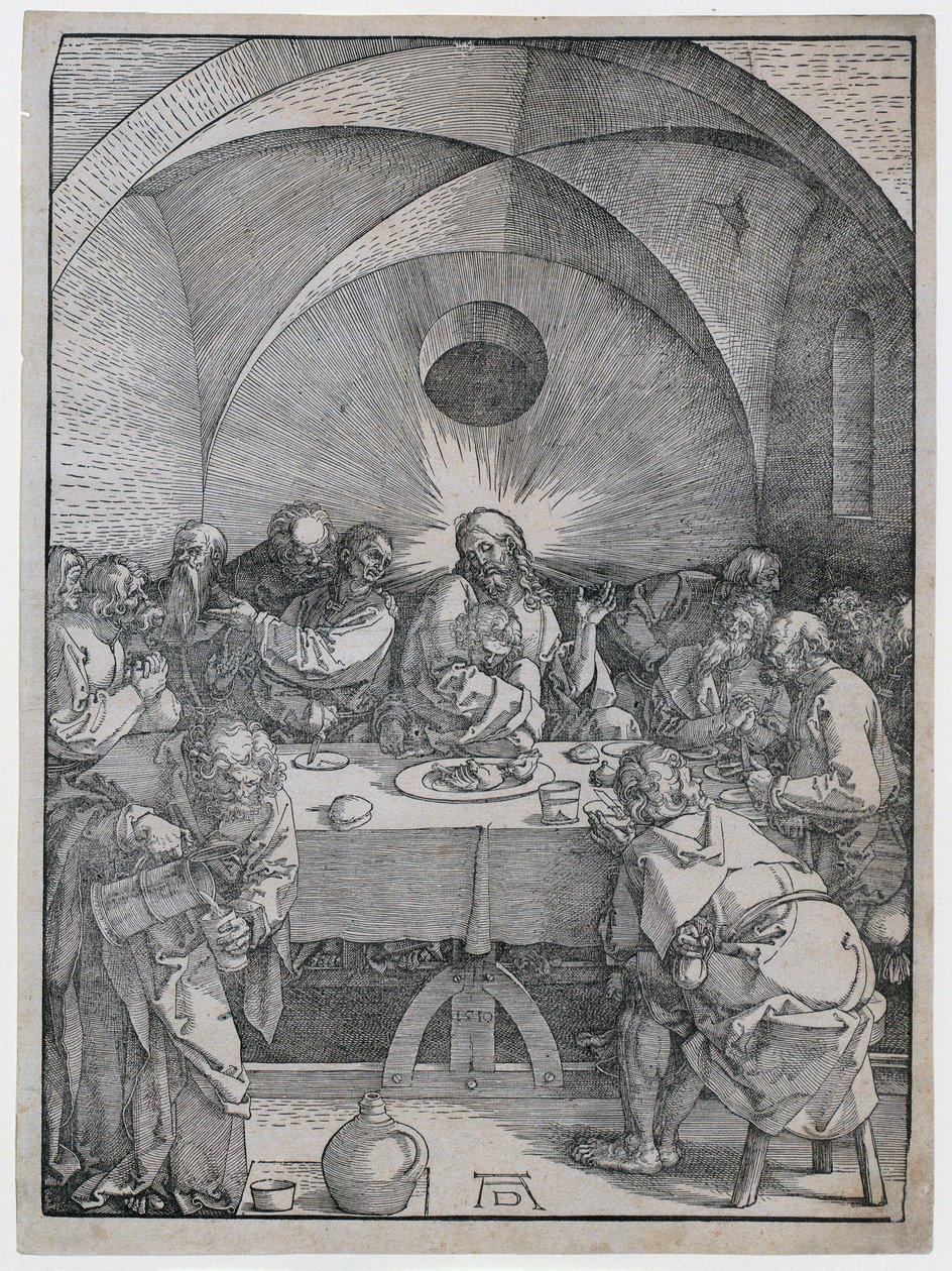 Ostatnia Wieczerza, arkusz 2 z cyklu „Wielka Pasja” autorstwa Albrecht Dürer