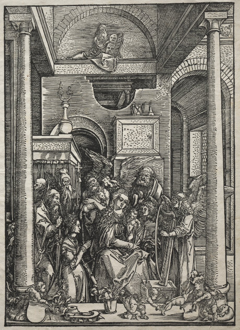 Życie Dziewicy: Adoracja Dziewicy z Dzieciątkiem przez świętych i aniołów autorstwa Albrecht Dürer