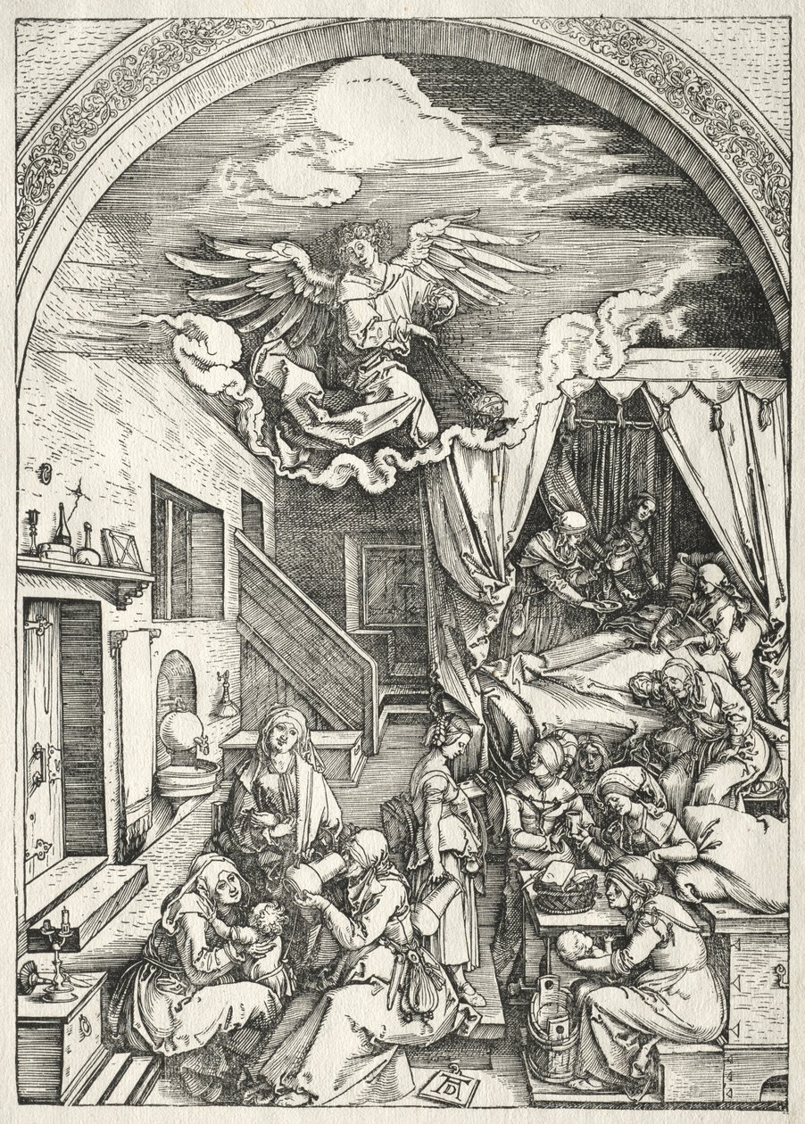 Życie Dziewicy: Narodzenia Najświętszej Marii Panny, 1504-1505. autorstwa Albrecht Dürer