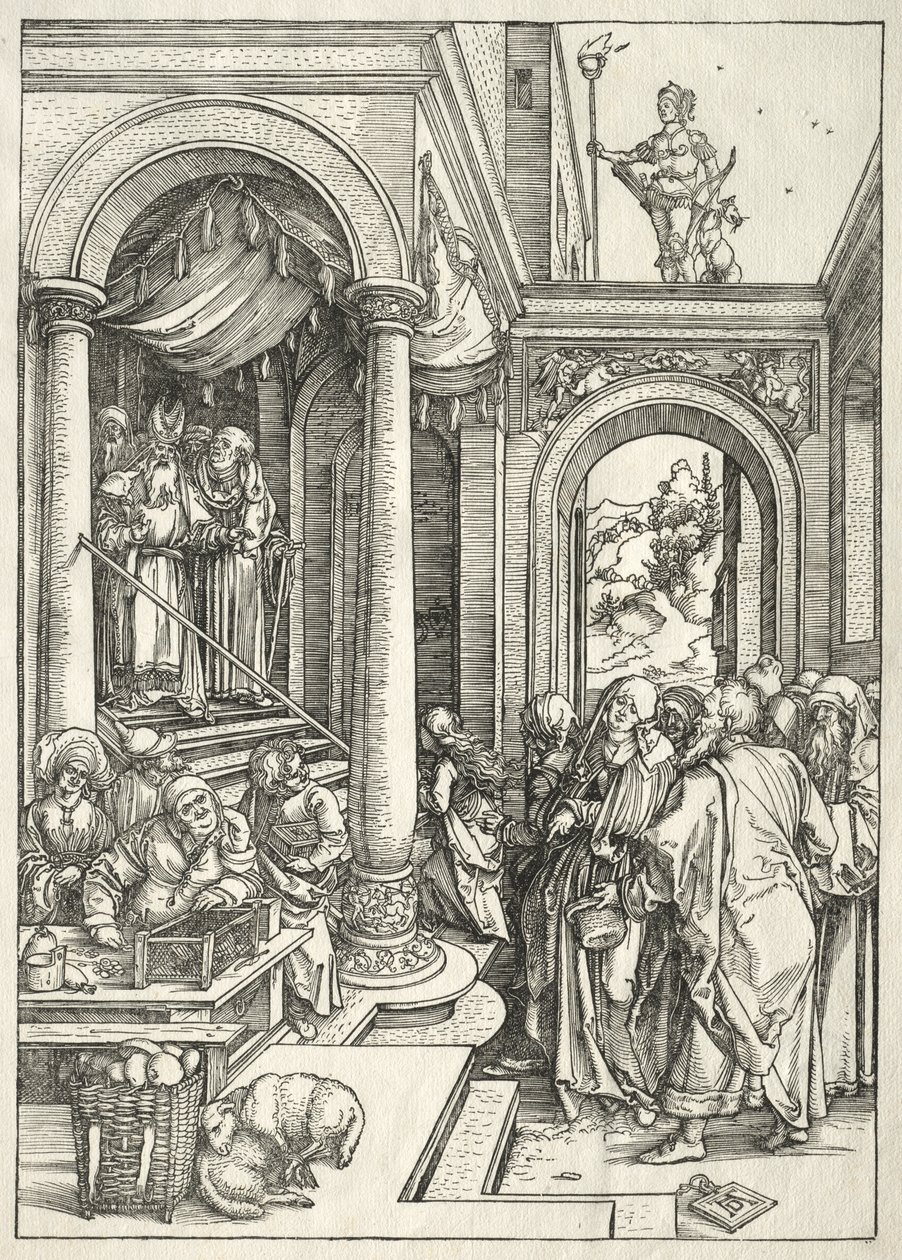Życie Dziewicy: Ofiarowanie Młodej Dziewicy w świątyni autorstwa Albrecht Dürer