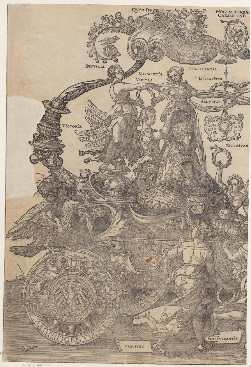 Lewa połowa wagonu, arkusz 1 z serii „Wielki wagon triumfalny” autorstwa Albrecht Dürer