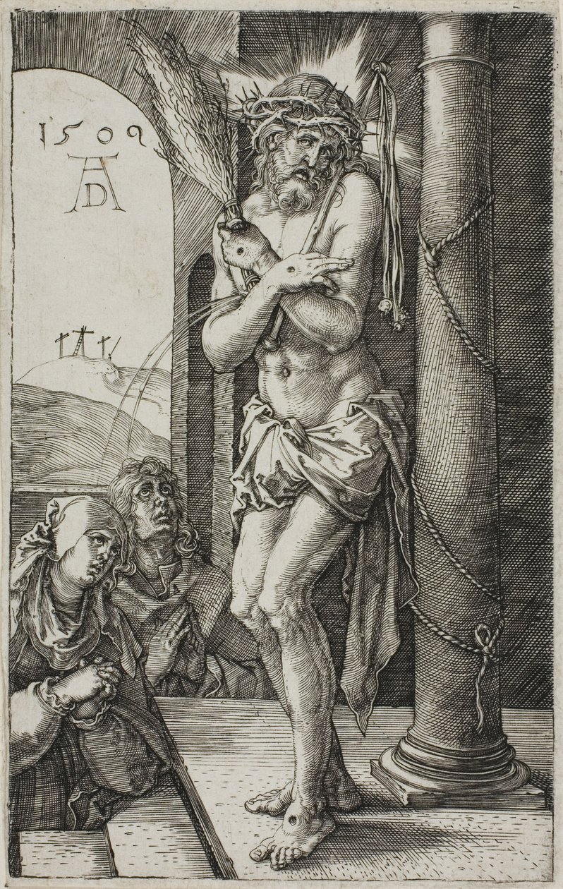 Mąż boleści przy kolumnie, frontyspis z Grawerowanej pasji, autorstwa Albrecht Dürer