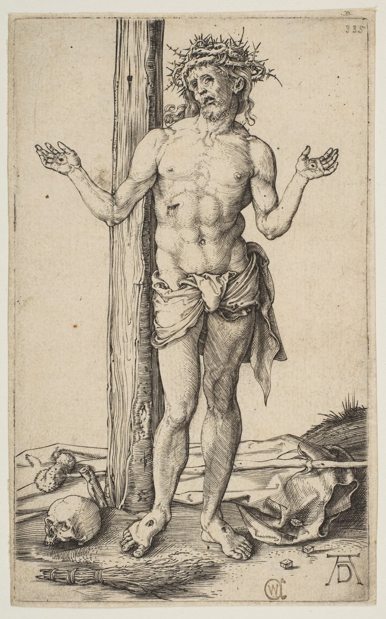 Mąż Bolesny z Wyciągniętymi Ramionami, ok. godz. 1500. autorstwa Albrecht Dürer
