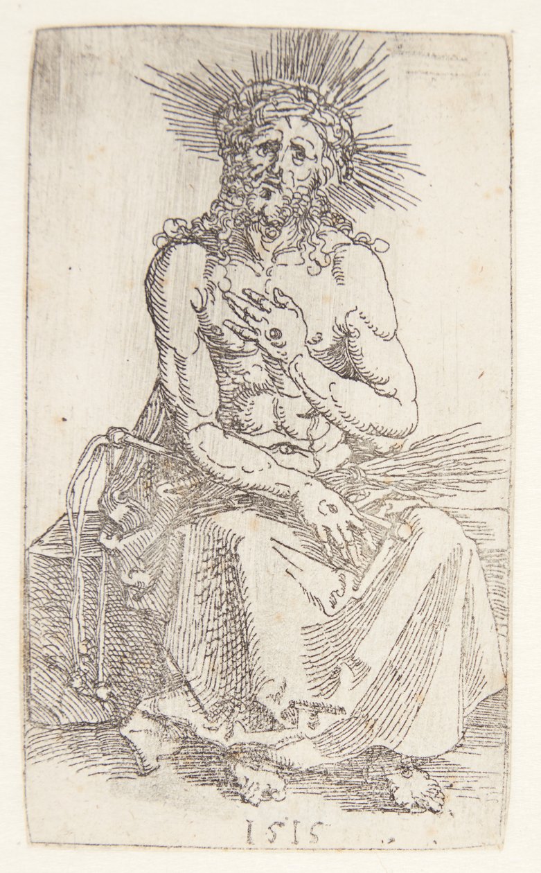 Człowiek boleści, siddende autorstwa Albrecht Dürer