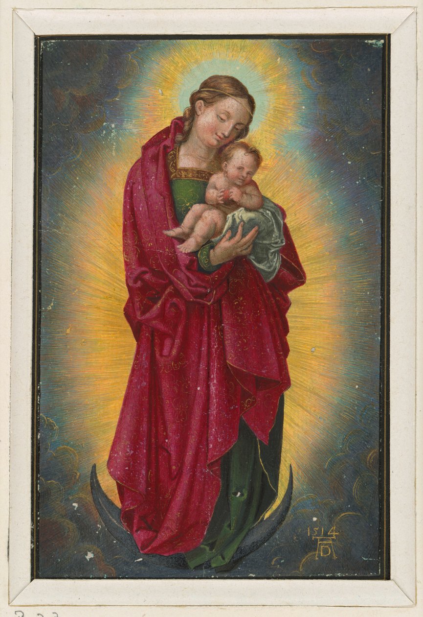Maria z diademem i Dzieciątkiem na sierpie księżyca autorstwa Albrecht Dürer