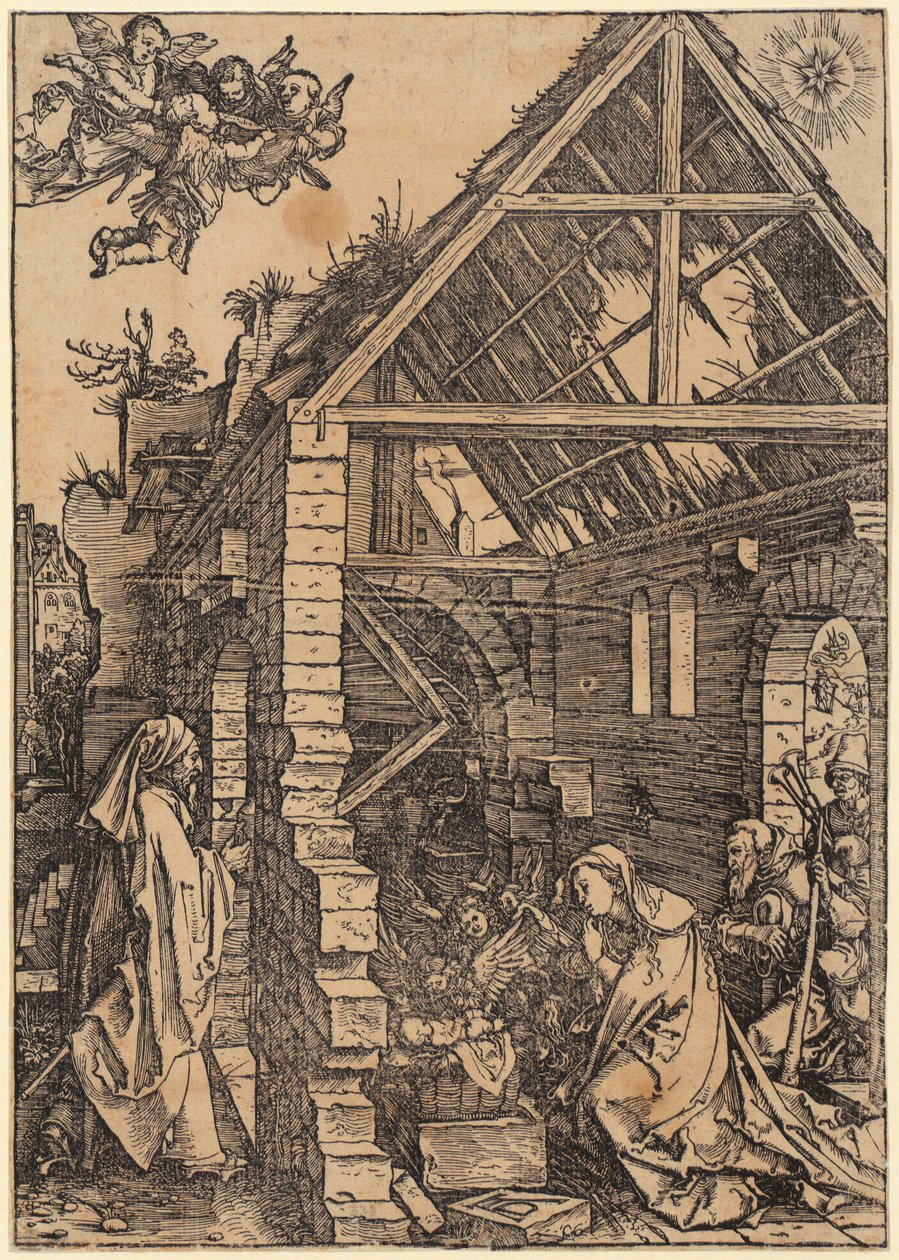 Maria na półksiężycu, arkusz 1 z cyklu „Życie Marii” autorstwa Albrecht Dürer