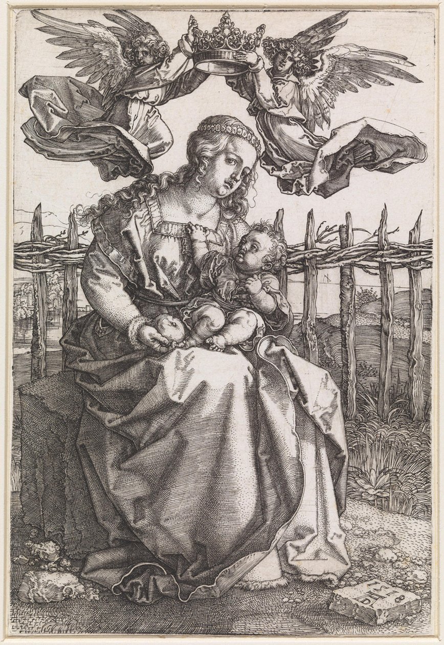 Maryja z Dzieciątkiem, koronowana przez dwóch aniołów autorstwa Albrecht Dürer
