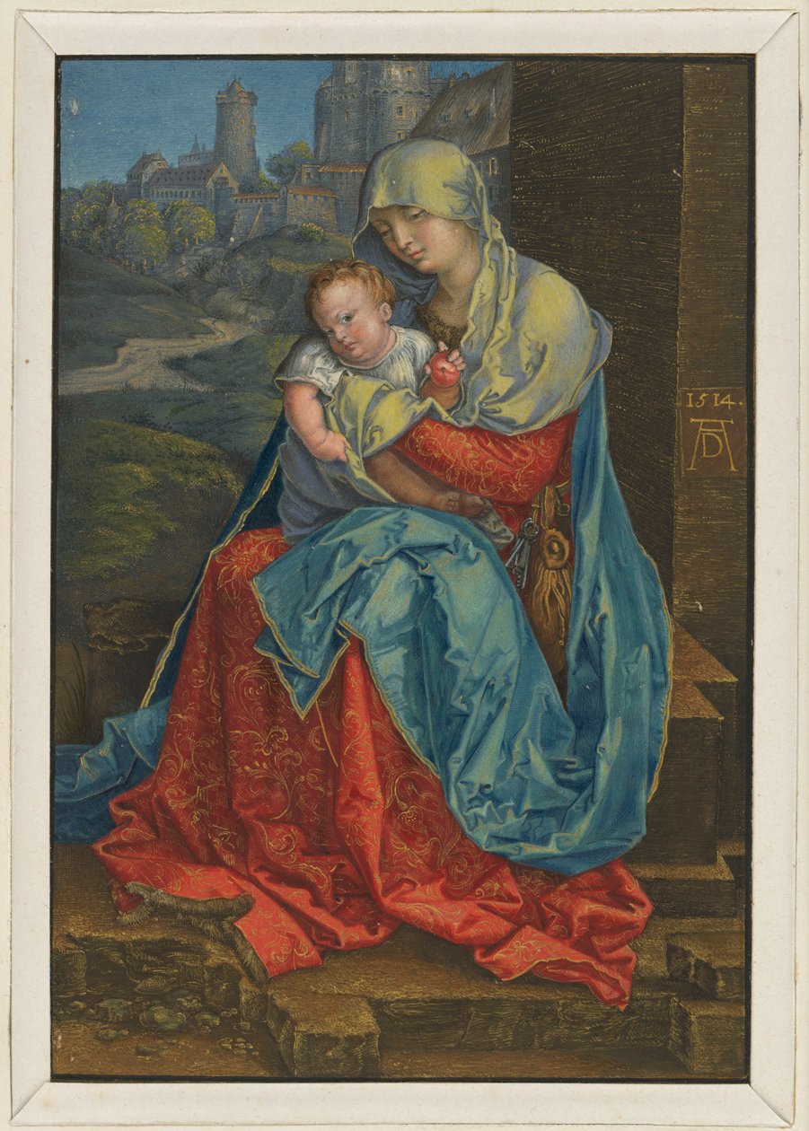 Maria siedząca z Dzieciątkiem przed murem autorstwa Albrecht Dürer