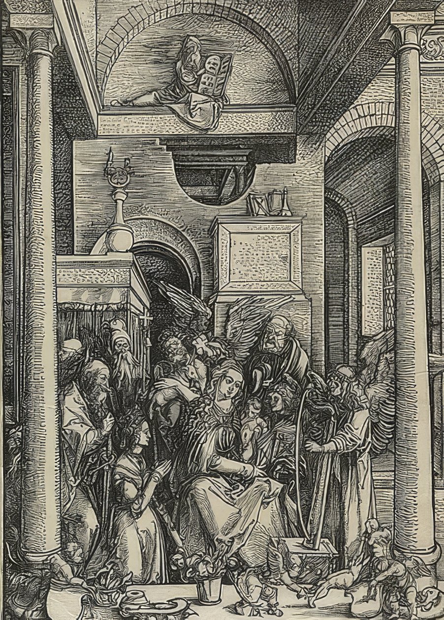 Marienleben: Adoracja Maryi. 1502 autorstwa Albrecht Dürer
