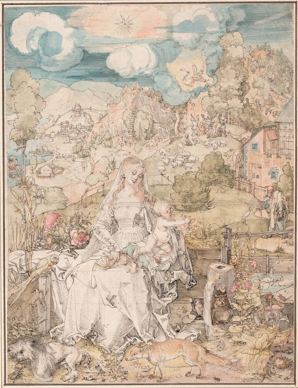 Maryja wśród mnóstwa zwierząt, ok. 1503 autorstwa Albrecht Dürer