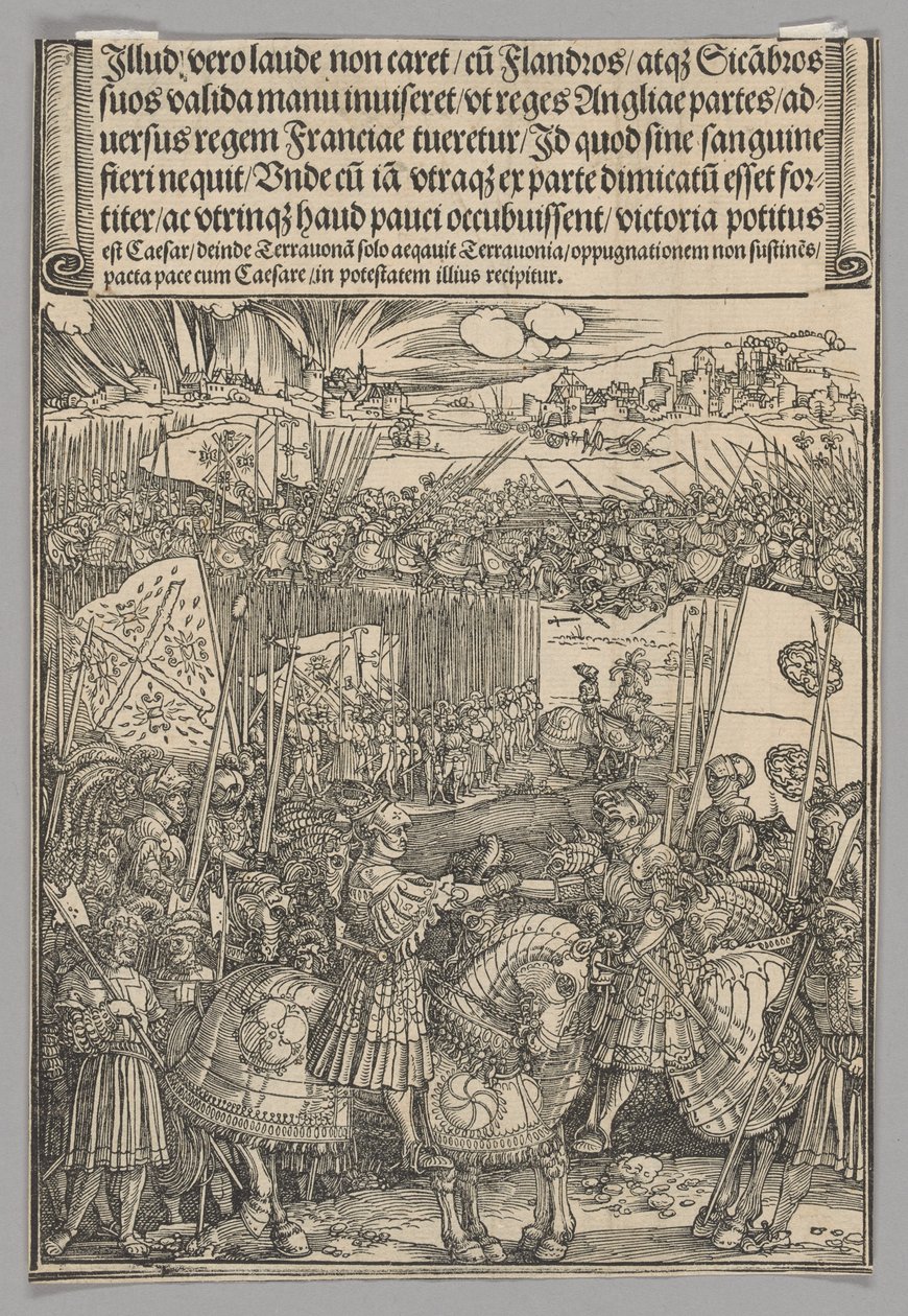 Maksymilian i Henryk VIII z Anglii, tablica 22 ze Scen historycznych z życia cesarza Maksymiliana I z Łuku Triumfalnego autorstwa Albrecht Dürer