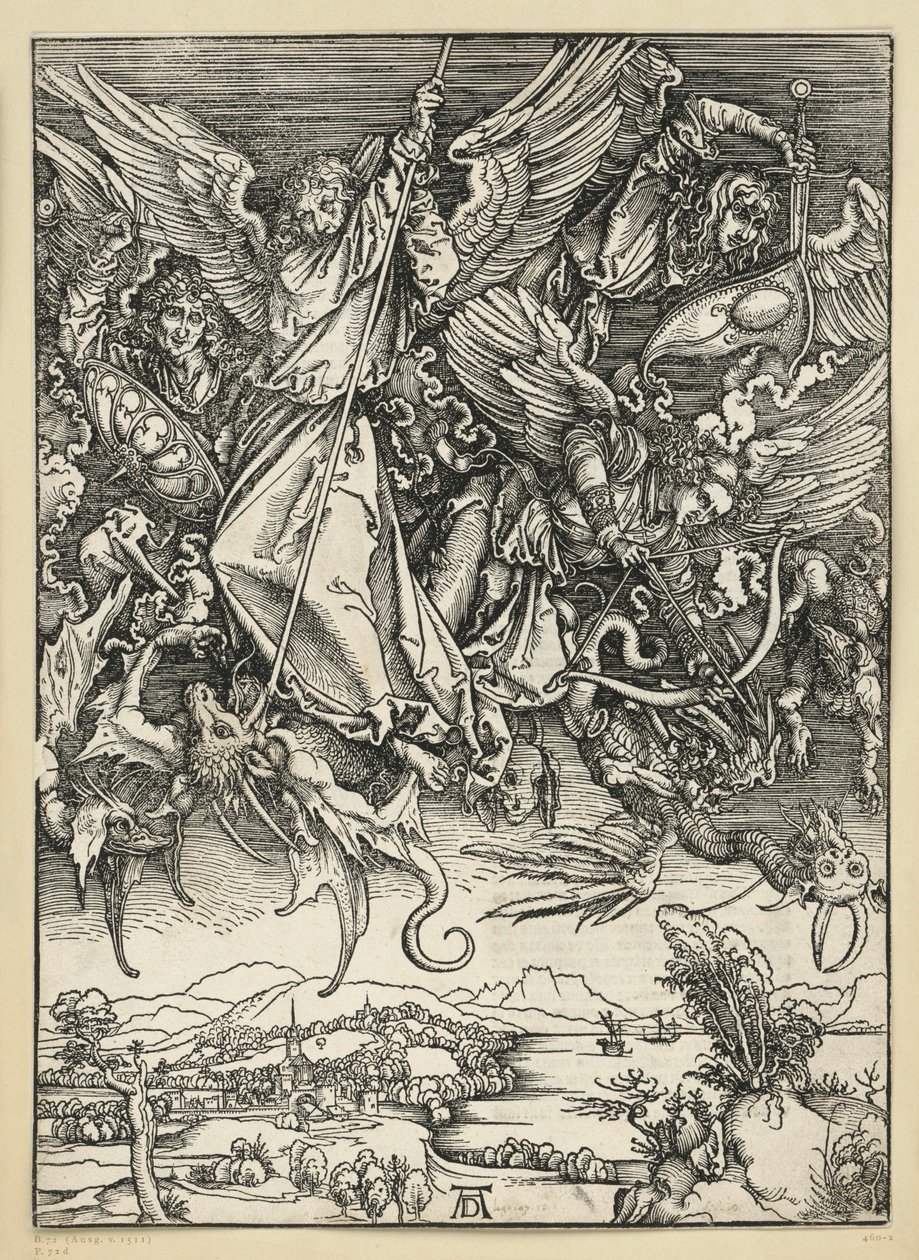 Walka Michała ze smokiem (Apokalipsa) autorstwa Albrecht Dürer