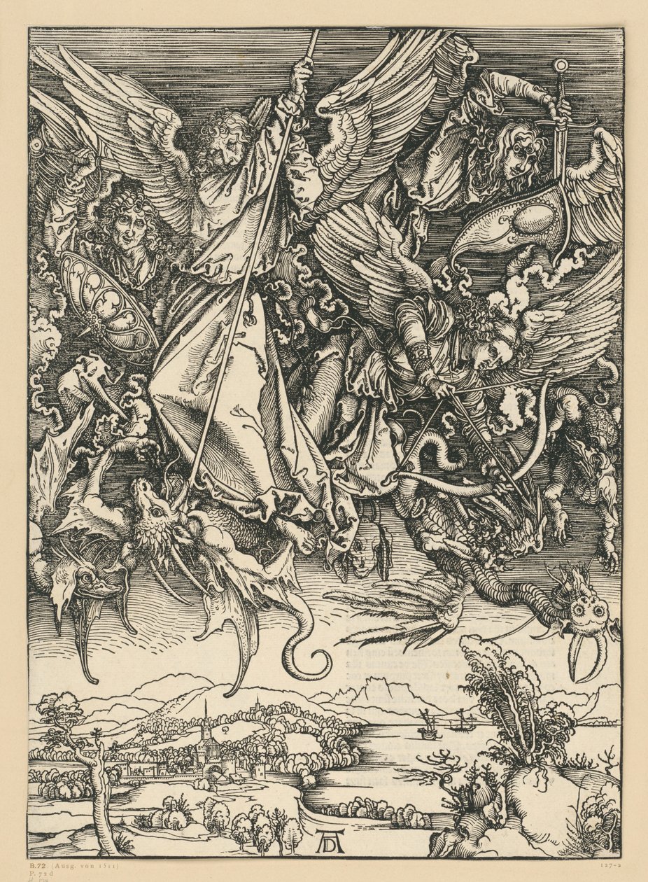 Walka Michała ze smokiem (Apokalipsa) autorstwa Albrecht Dürer