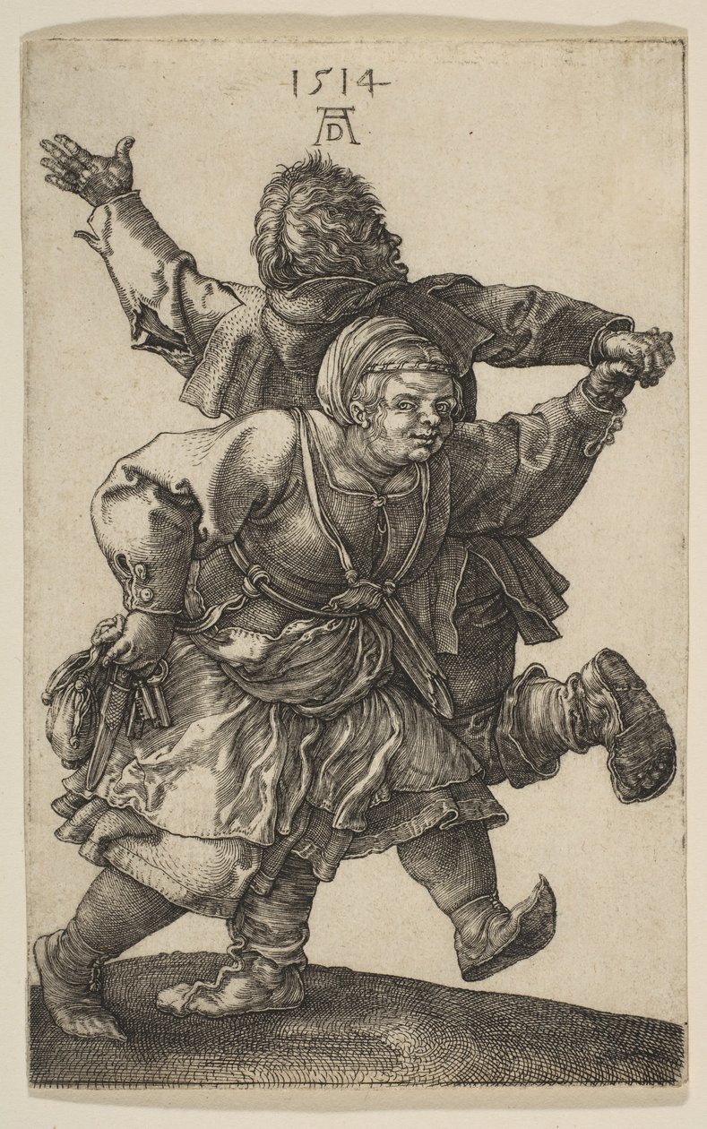 Tańcząca para chłopska, 1514. autorstwa Albrecht Dürer
