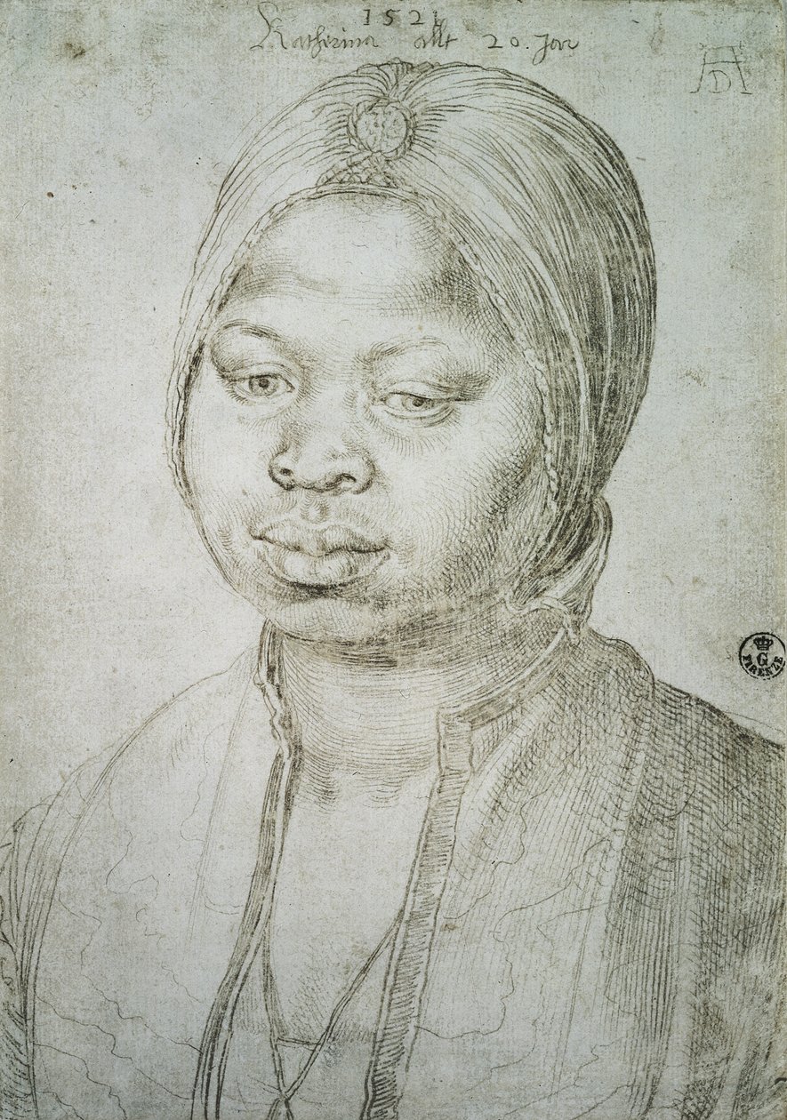 Portret Katarzyny, Mulatta portugalskiego Bradao, 1521 autorstwa Albrecht Dürer