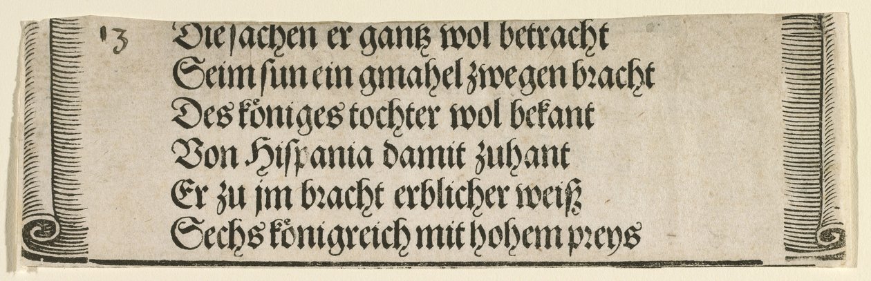 Tekst drukowany do „Zaręczyny Filipa Pięknego z Joanną Kastylii” autorstwa Albrecht Dürer