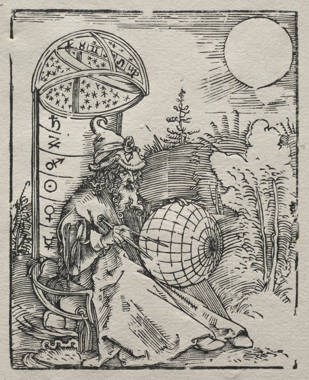 Ptolemeusz z niebiańskim globusem, 1504. autorstwa Albrecht Dürer