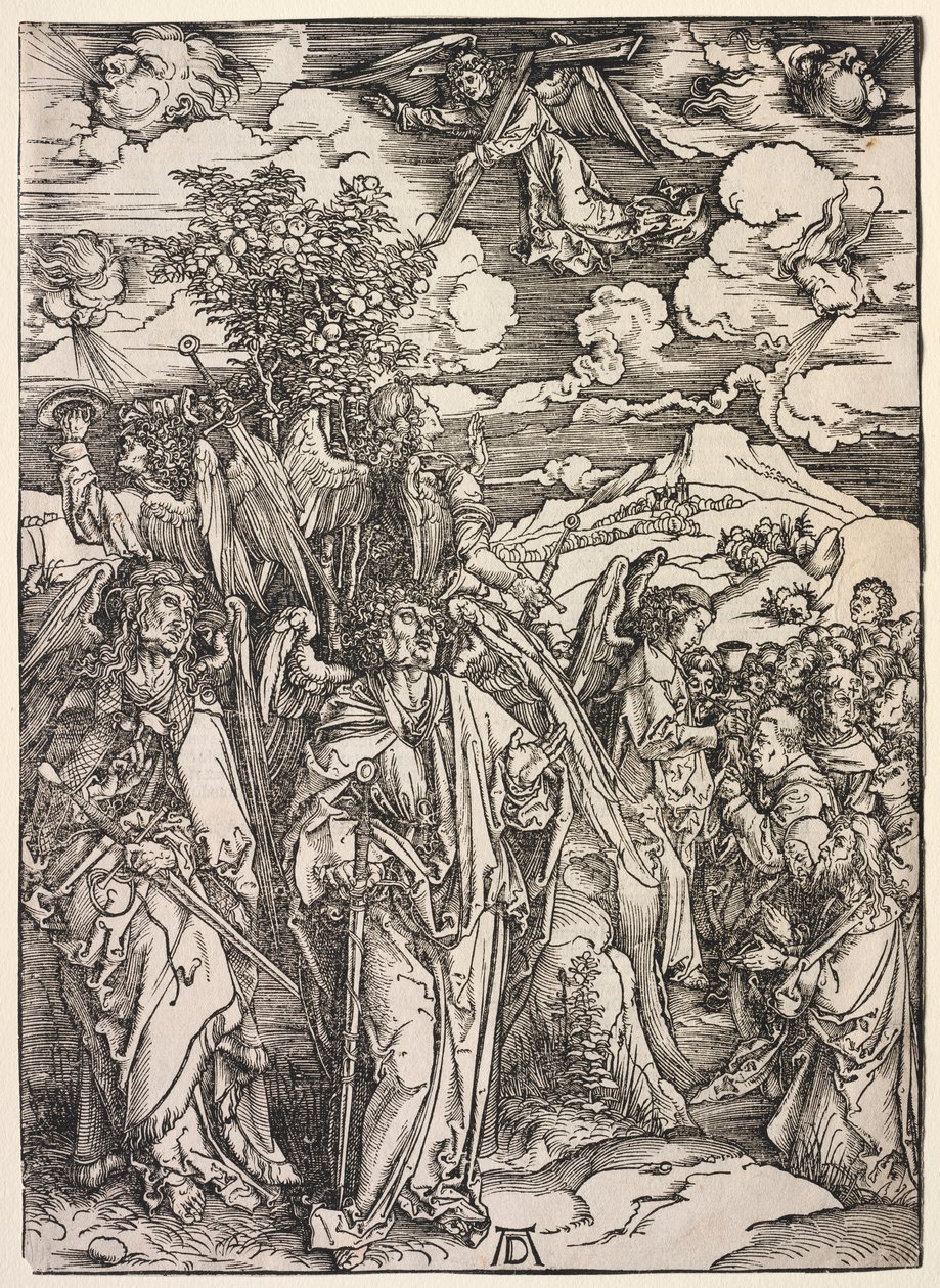 Objawienie św. Jana: Czterech aniołów podtrzymujących wiatry autorstwa Albrecht Dürer