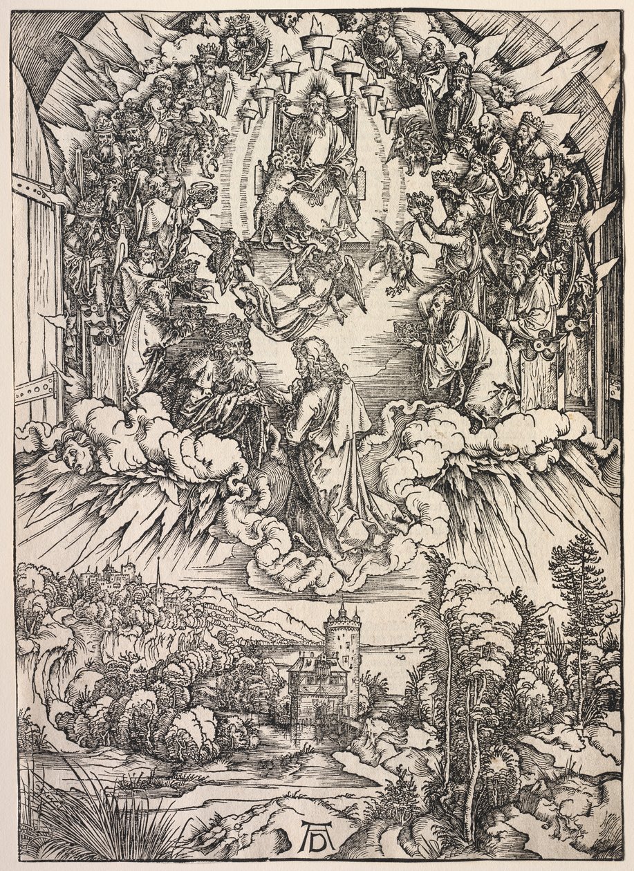 Objawienie św. Jana: św. Jan przed tronem autorstwa Albrecht Dürer