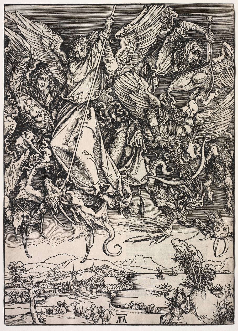 Objawienie św. Jana: św. Michał walczący ze Smokiem autorstwa Albrecht Dürer