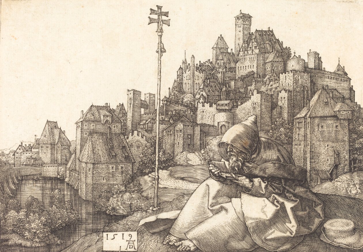 Św. Antoni czytanie, 1519. autorstwa Albrecht Dürer