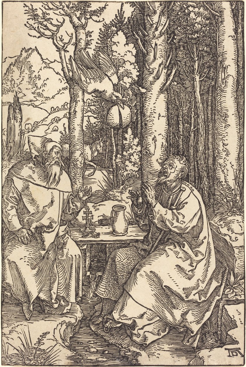 Św. Antoni i Św. Paweł na pustkowiu autorstwa Albrecht Dürer