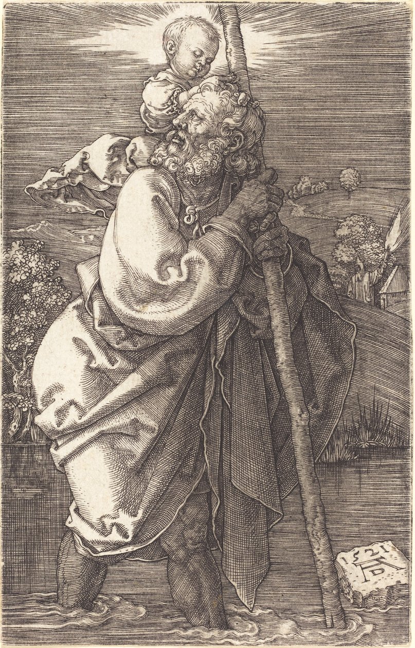 Święty Krzysztof zwrócony w lewo autorstwa Albrecht Dürer