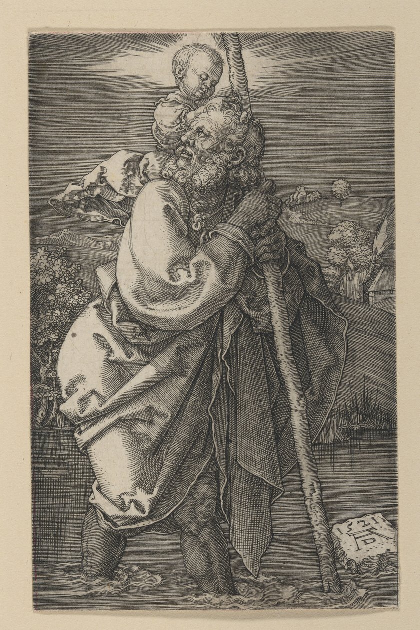 Święty Krzysztof zwrócony w lewo autorstwa Albrecht Dürer
