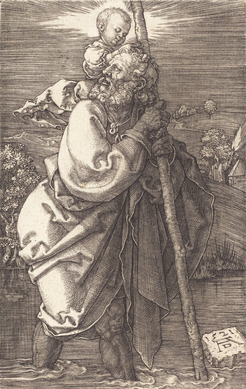 Święty Krzysztof zwrócony w lewo, 1521. autorstwa Albrecht Dürer