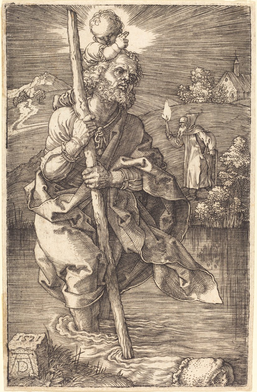 Święty Krzysztof zwrócony w prawo autorstwa Albrecht Dürer