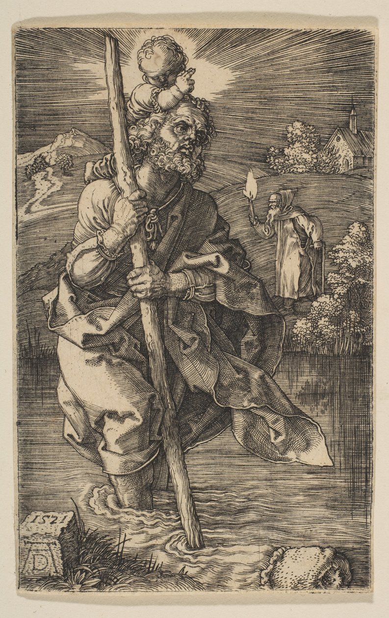Święty Krzysztof zwrócony w prawo autorstwa Albrecht Dürer