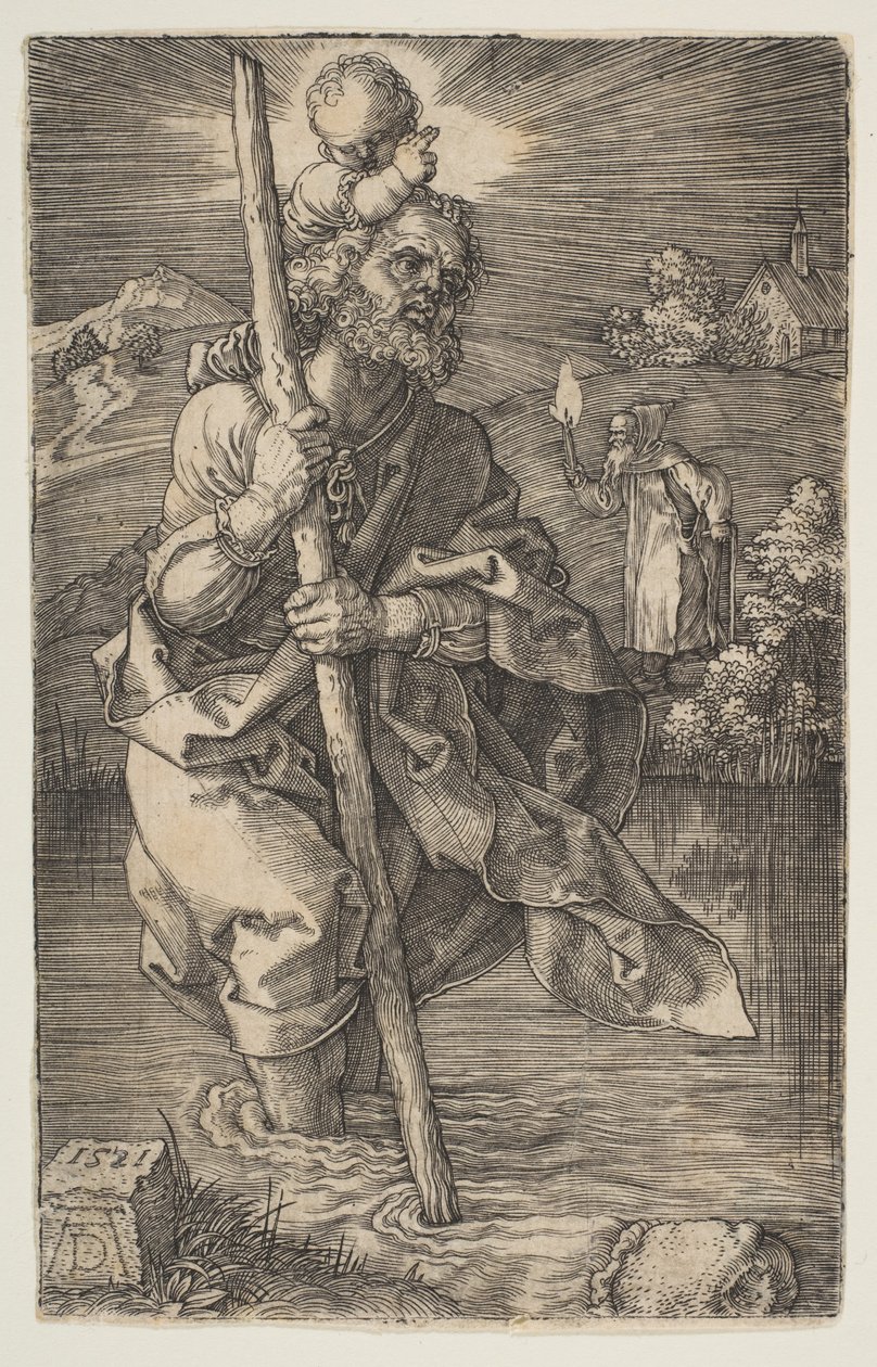 Święty Krzysztof zwrócony w prawo autorstwa Albrecht Dürer