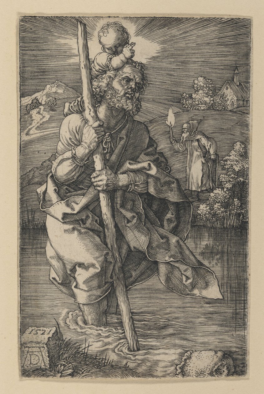 Święty Krzysztof zwrócony w prawo autorstwa Albrecht Dürer