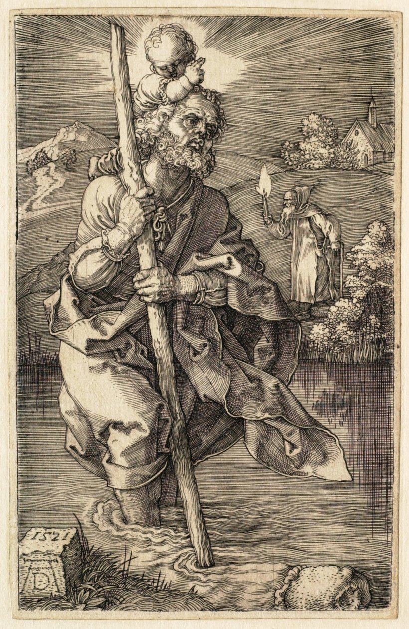 Święty Krzysztof zwrócony w prawo autorstwa Albrecht Dürer