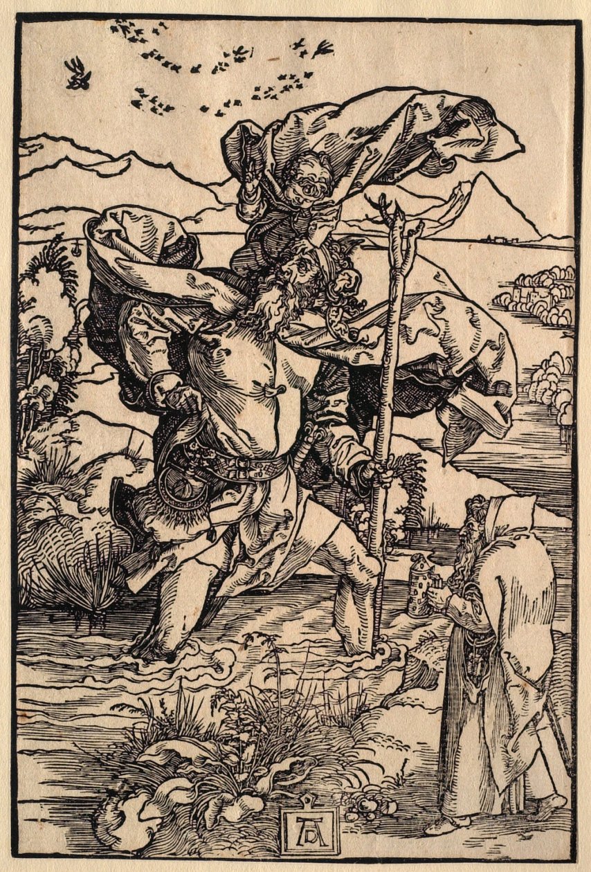 Święty Krzysztof z lotem ptaków autorstwa Albrecht Dürer