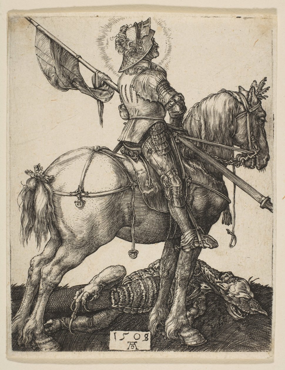 Święty Jerzy na koniu, 1505-8. autorstwa Albrecht Dürer