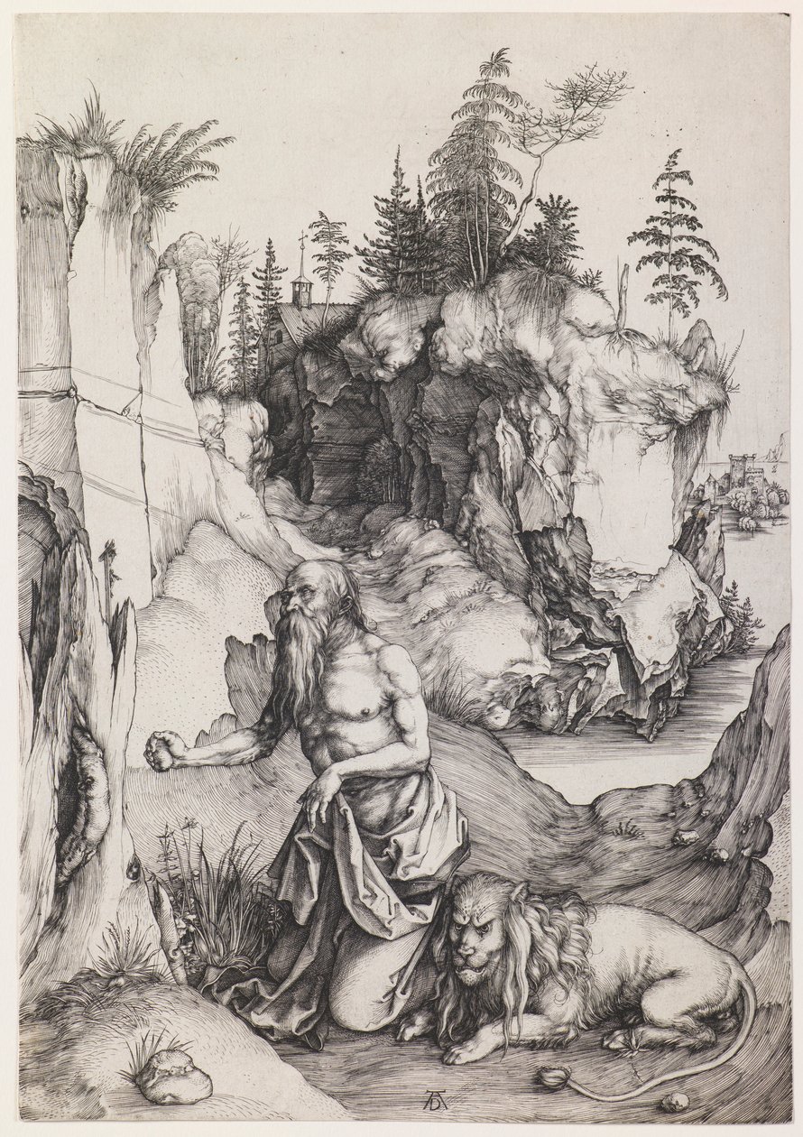 Pokutujący święty Hieronim na pustyni autorstwa Albrecht Dürer