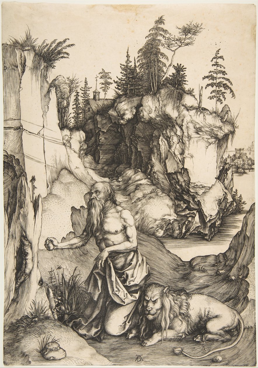 Św. Hieronim pokutnik na puszczy, ca. 1496. autorstwa Albrecht Dürer