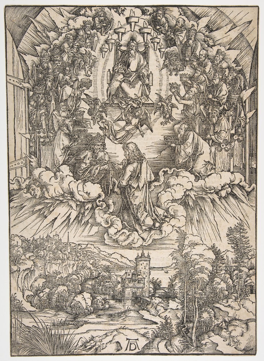 Św. Jan przed Bogiem i starszyzną, z Apokalipsy.n.d. autorstwa Albrecht Dürer