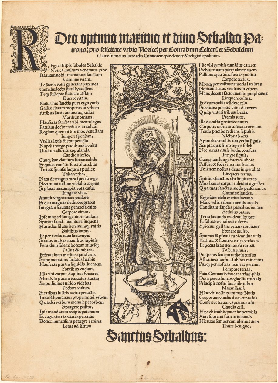 Święty Sebaldus stojący na kolumnie autorstwa Albrecht Dürer