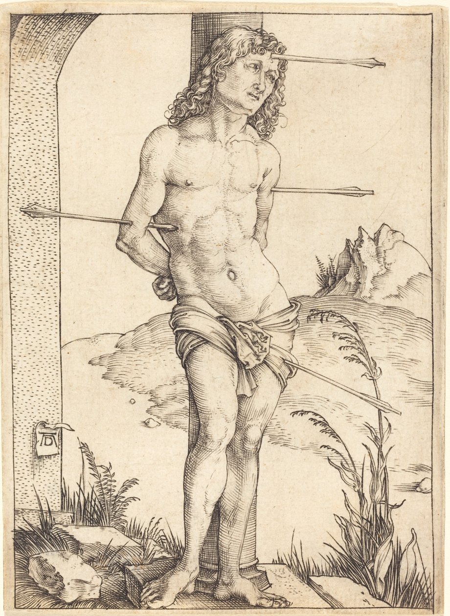 Św. Sebastian przywiązany do kolumny autorstwa Albrecht Dürer