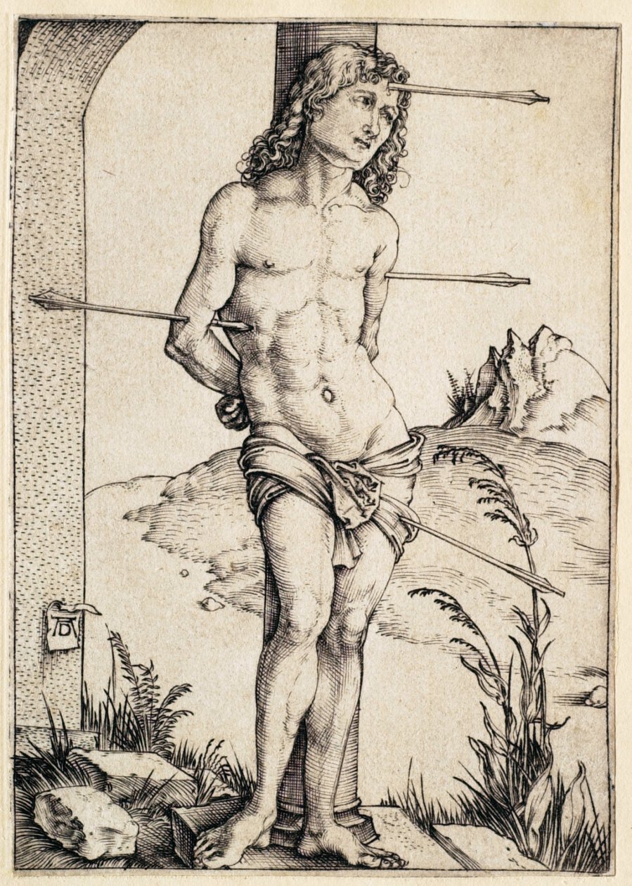 Święty Sebastian przywiązany do kolumny autorstwa Albrecht Dürer