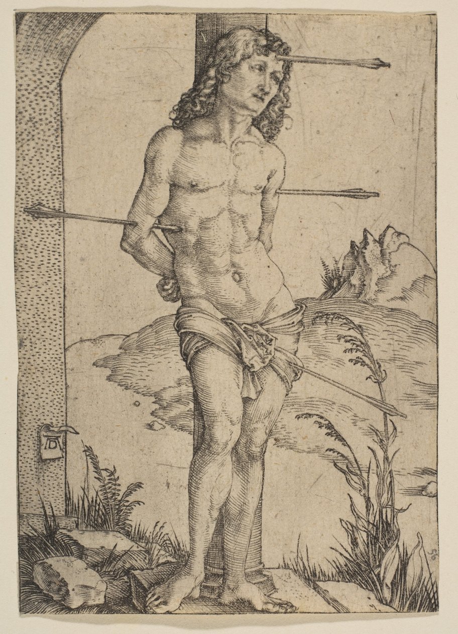 Święty Sebastian przywiązany do kolumny autorstwa Albrecht Dürer