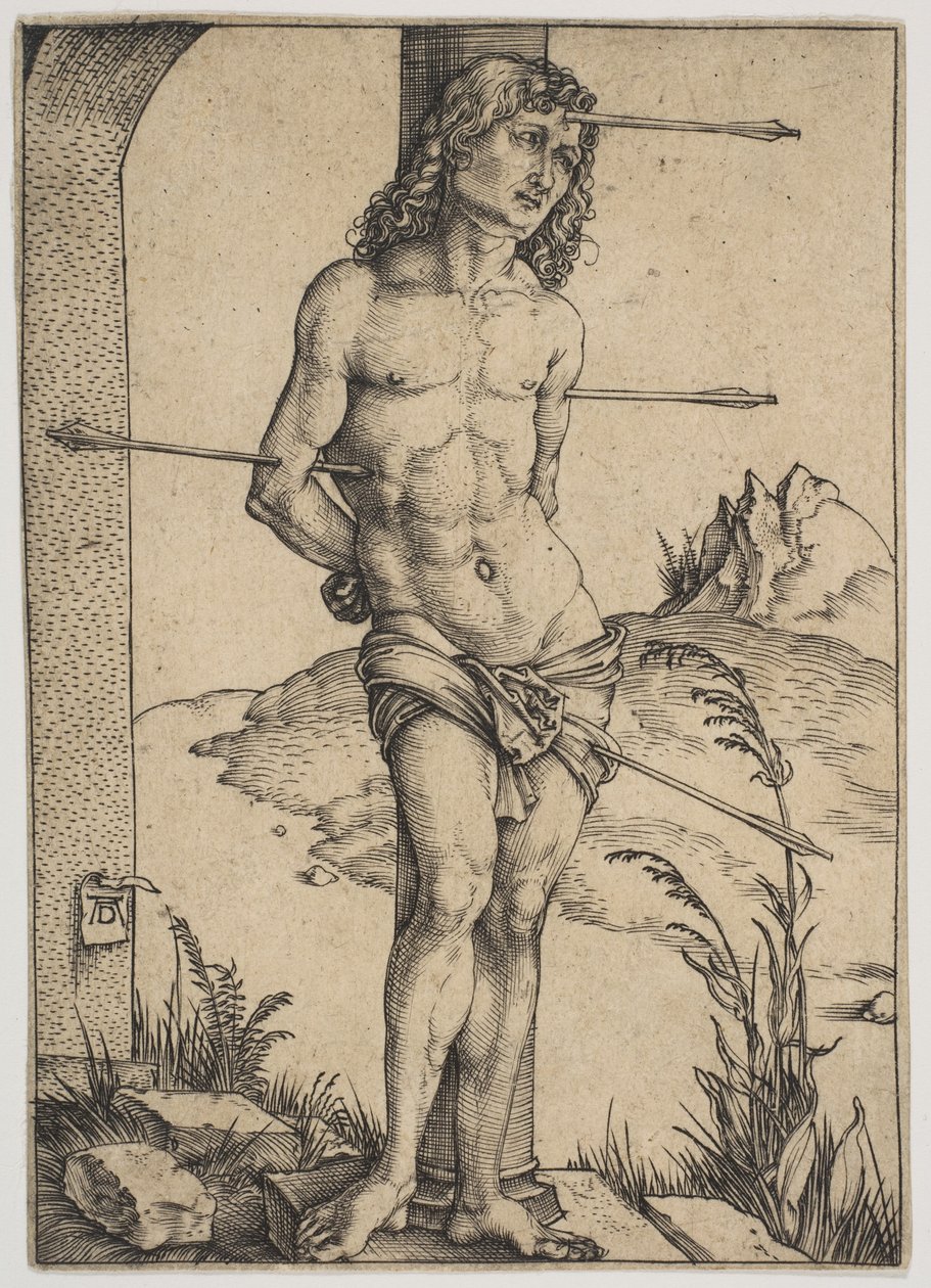 Święty Sebastian przywiązany do kolumny autorstwa Albrecht Dürer