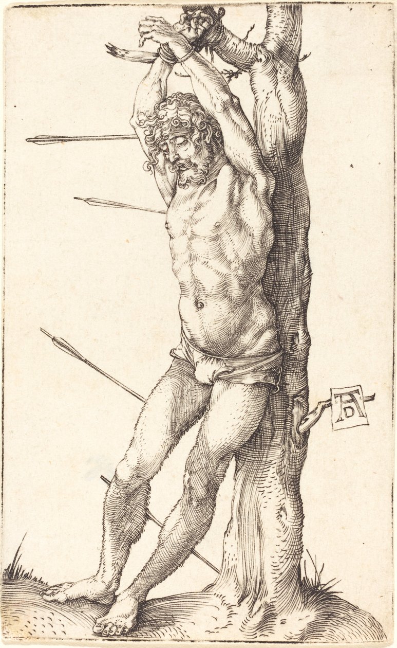 Święty Sebastian przywiązany do drzewa autorstwa Albrecht Dürer