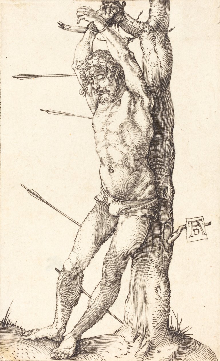 Święty Sebastian przywiązany do drzewa, 15001501. autorstwa Albrecht Dürer