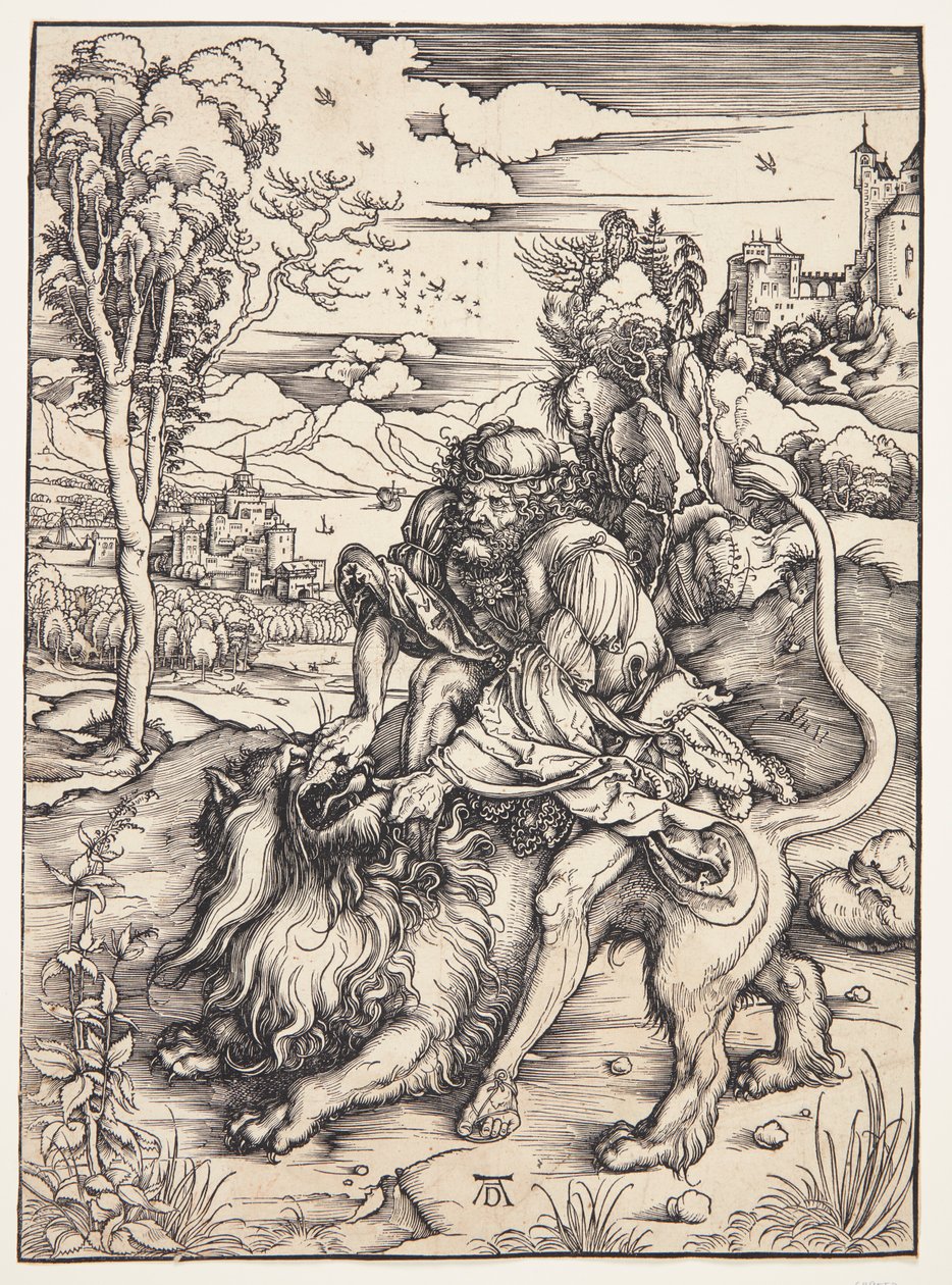 Samson rozrywający lwa autorstwa Albrecht Dürer