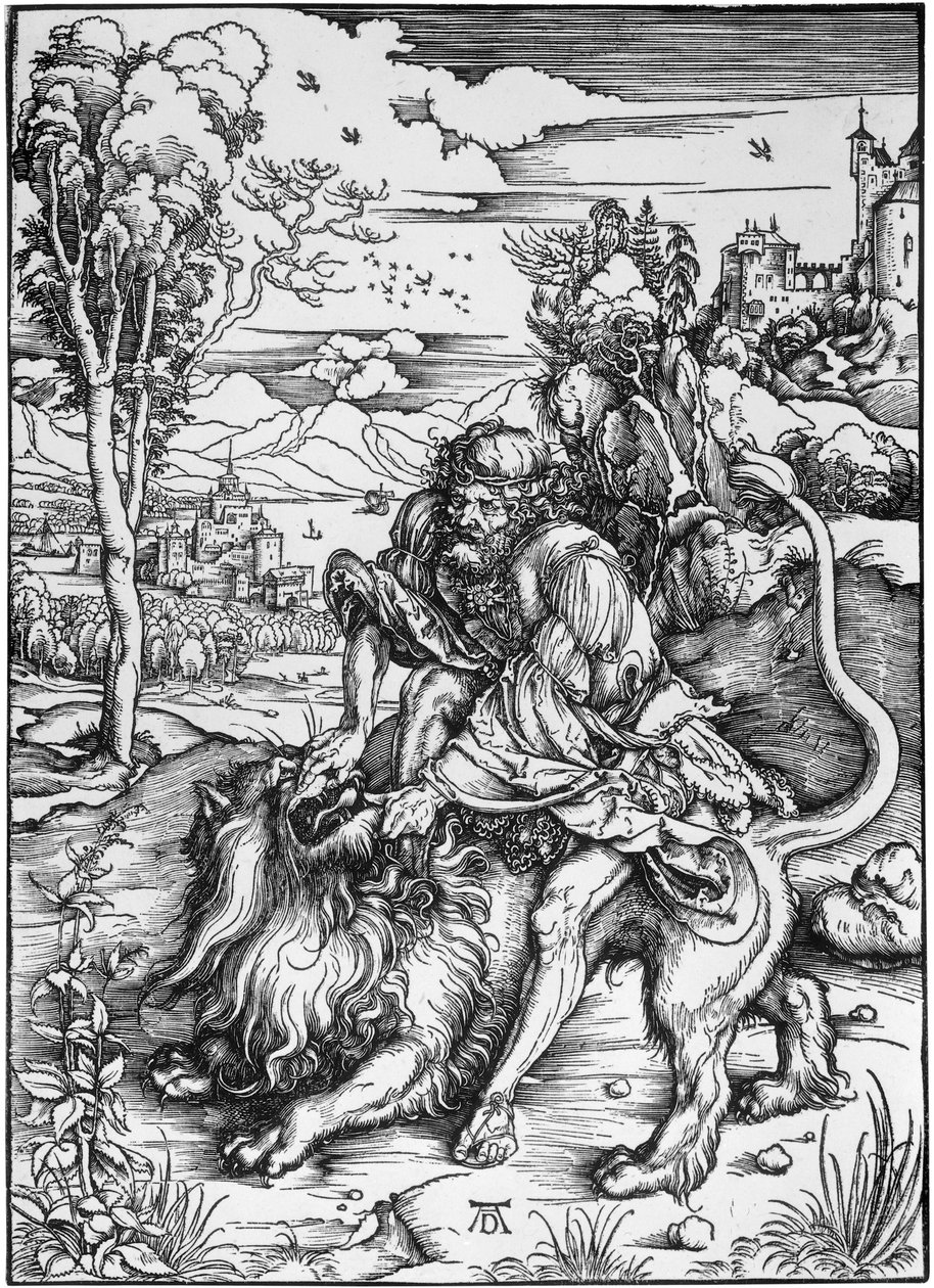 Samson zabija lwa autorstwa Albrecht Dürer